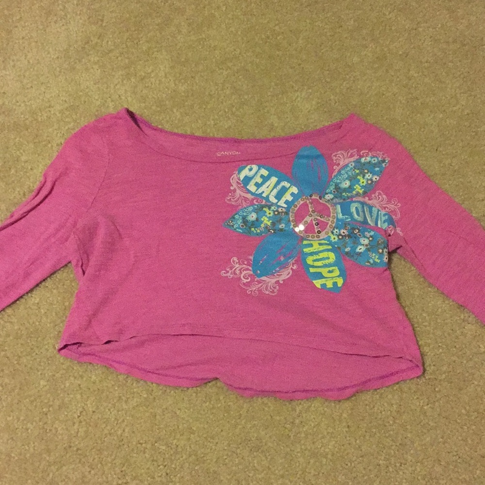 Pink/purple mid sleeve crop